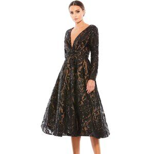Mac Duggal NWT Sequin Embellished A-Line Cocktail Dress Black, size 12